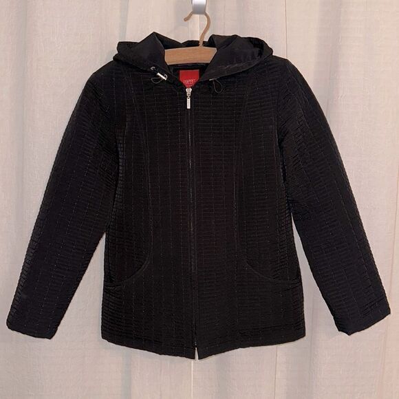 ESPRIT M Black Quilted Lightly Insulated Hooded Full Zip Jacket - Picture 1 of 14